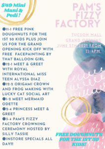 No Cost Craft Event-Grand Opening of Pam's Fizzy factory @ Pam's Fizzy Factory - Tucson Mall | Tucson | Arizona | United States